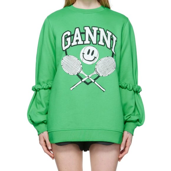 NWT: GANNI | Logo Green Sweatshirt US L Women - Picture 1 of 2